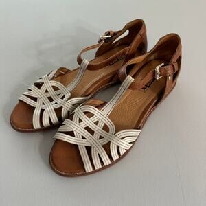Pikolinos Talavera Nata Leather Sandals Size 37 Ankle Strap Comfort